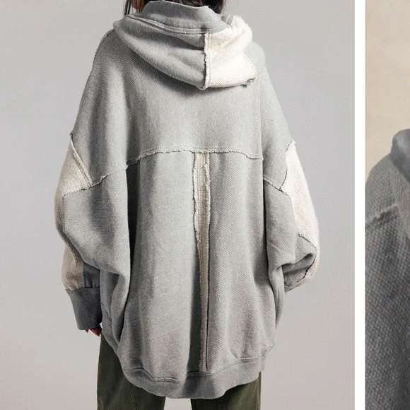 Free People Forever Yours Oversized Two-Tone Gray Hoodie Size Medium - Picture 6 of 12